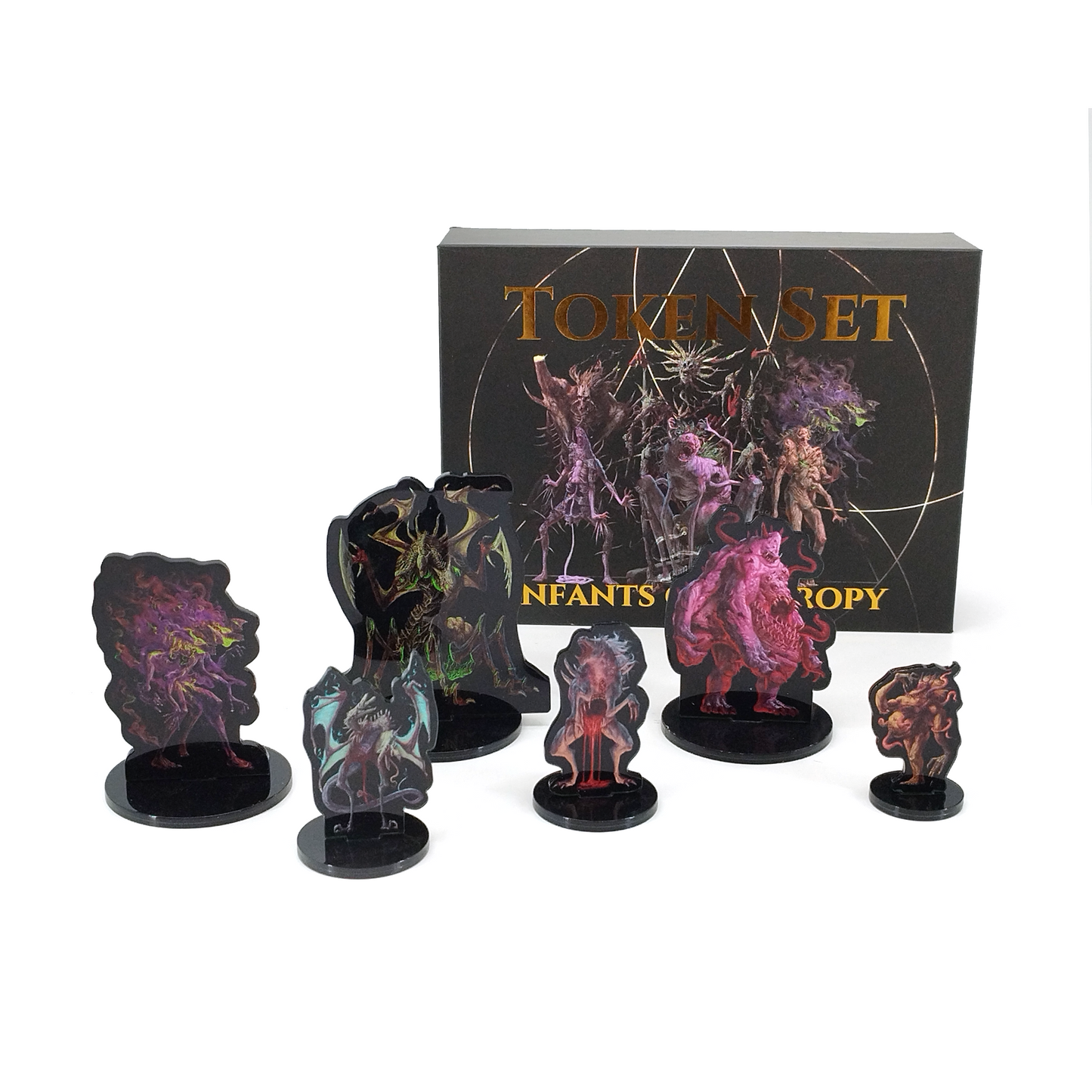 Infants of Entropy Stat Sheet Card Deck, Dice Set and Token Set Combo