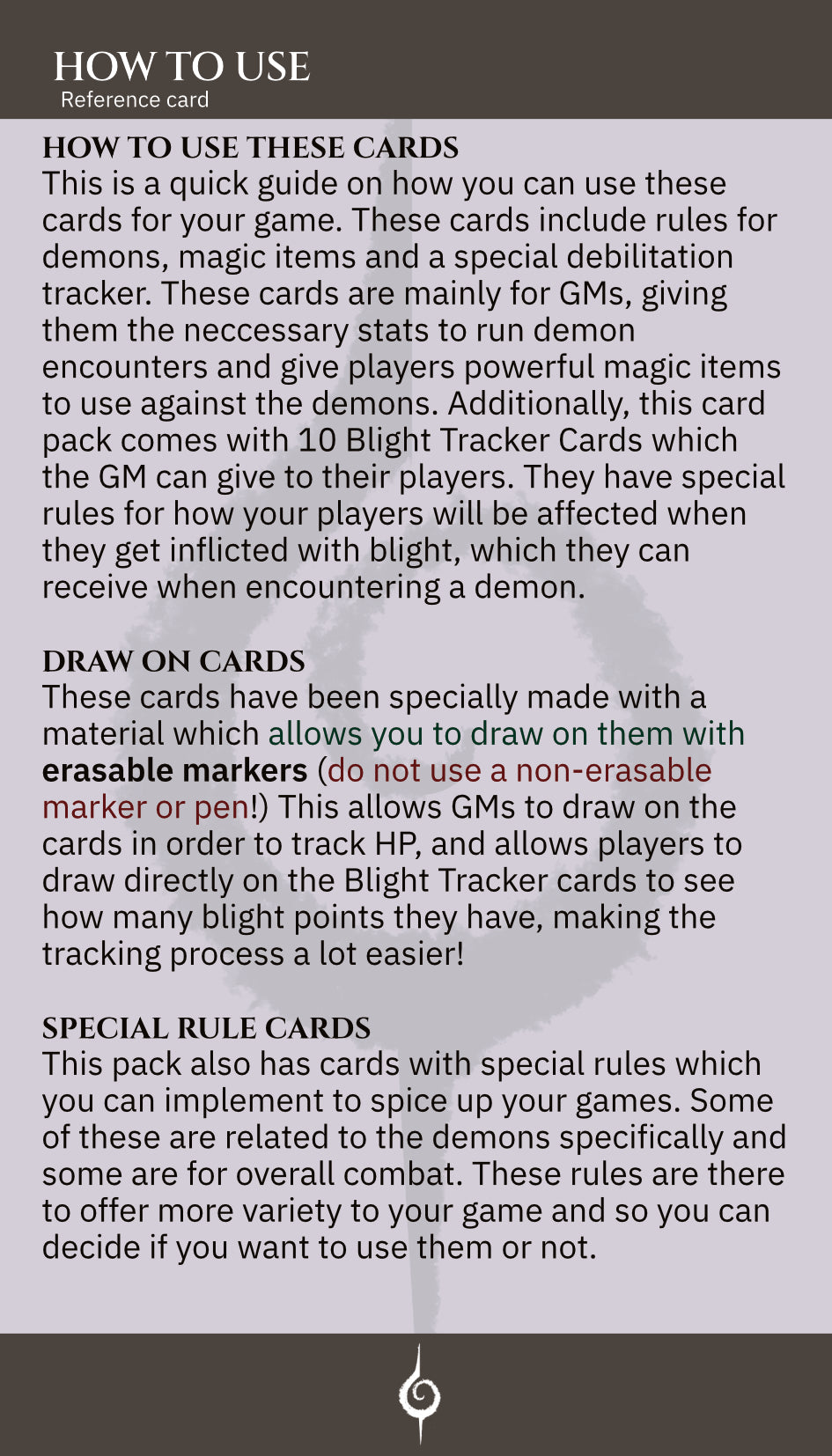 Infants of Entropy Stat Sheet Card Deck
