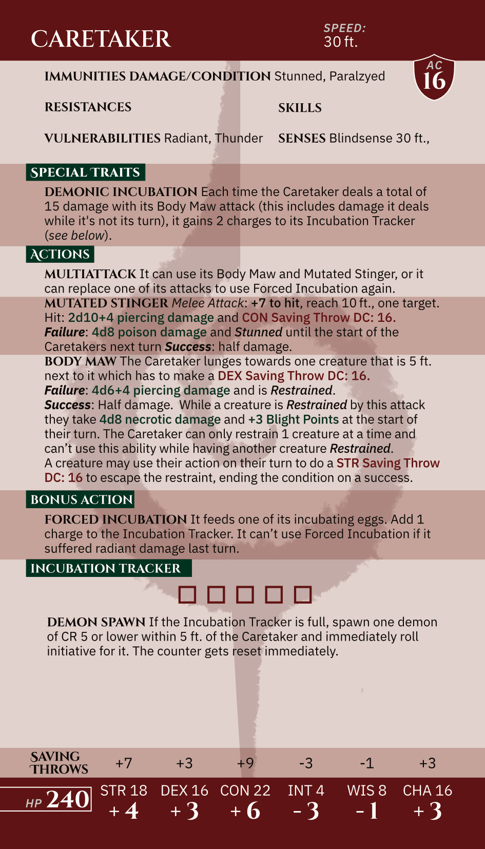 Infants of Entropy Stat Sheet Card Deck