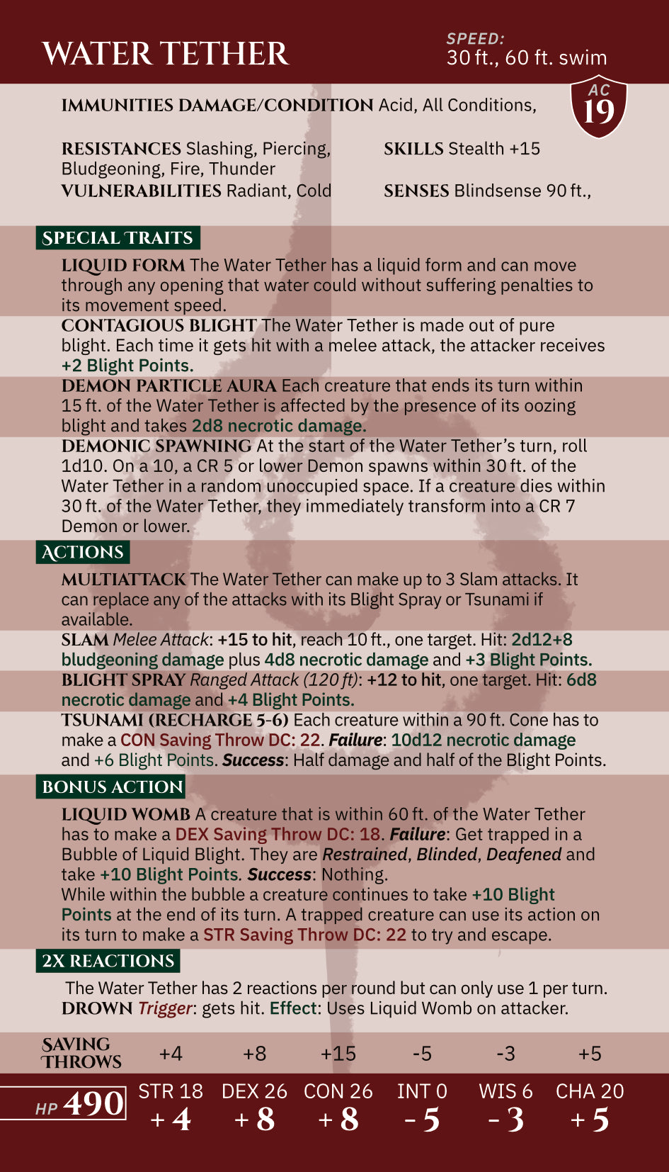 Infants of Entropy Stat Sheet Card Deck